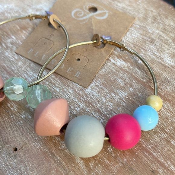 Plunder “Daffodil” Spring Colored Beaded Hoop Earrings - Picture 8 of 16